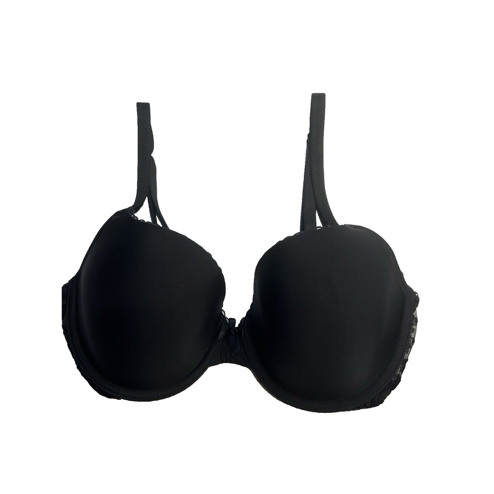 Victoria's Secret Padded Demi Bra Womens Size 34D‎ Black Floral Lace